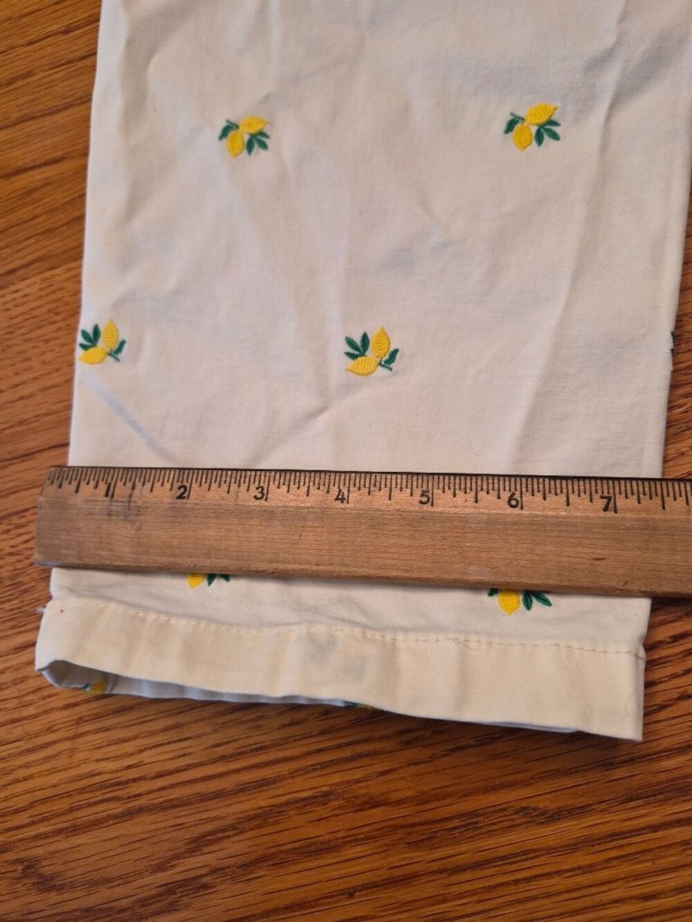 Talbots Womens Relaxed Chino Lemon-Print Pants Size 10 Cotton White/Yellow Lemon - Picture 7 of 8